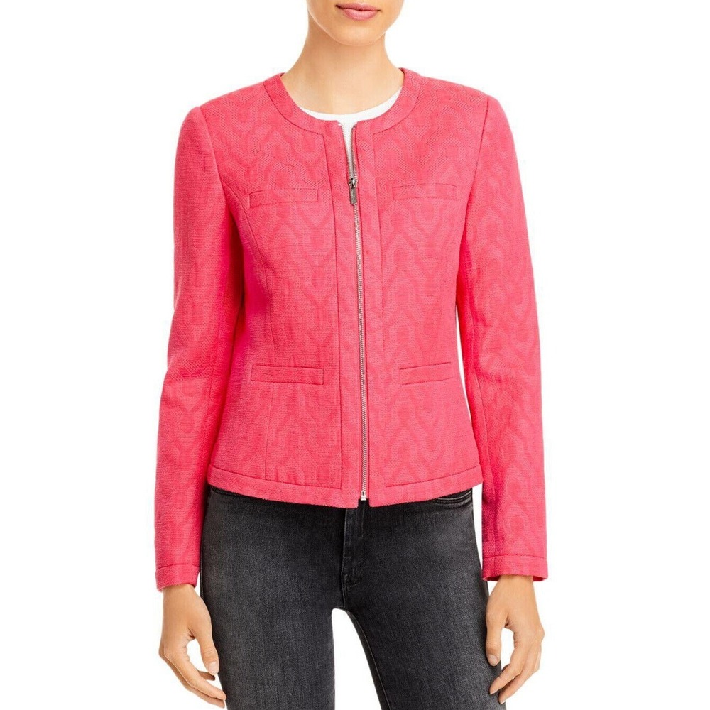 Karl‎ Lagerfeld Paris Jacquard Jacket Pink Full zip Size 12 NEW with tags